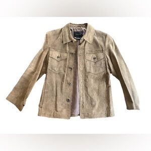 Express Beige 100% Leather Button Up Jacket | Men’s Small
